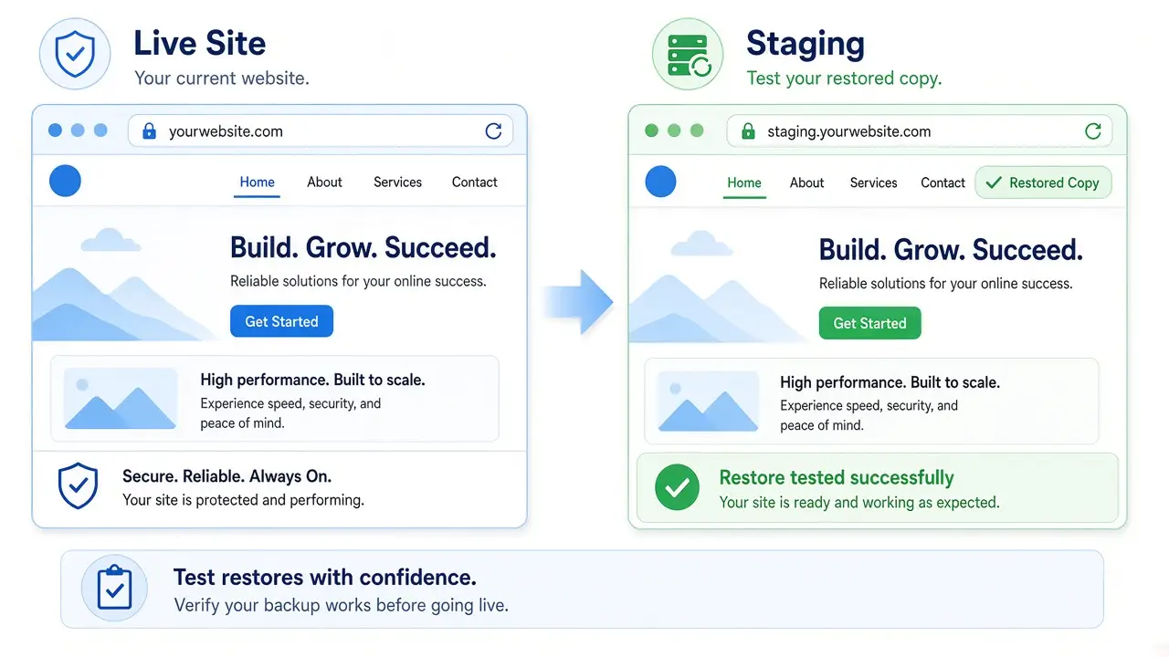 Testing WordPress backups by restoring a live site backup onto a staging site