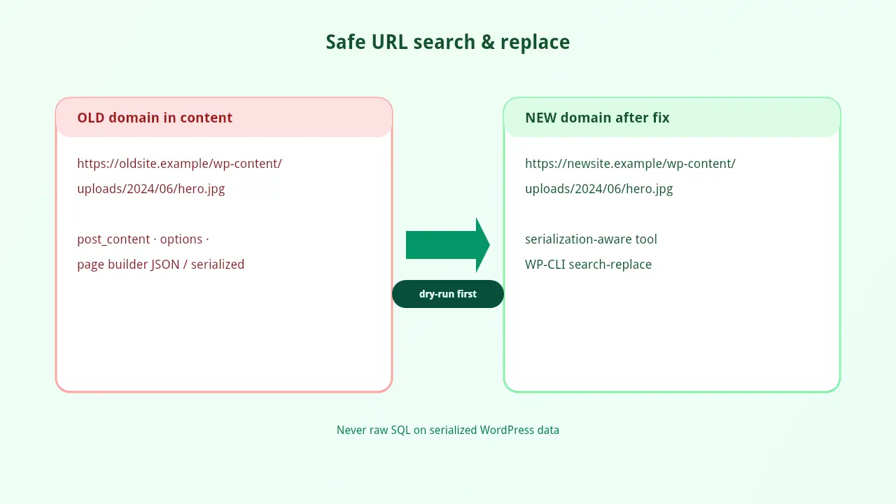 How I fix broken images wordpress migration with safe search-replace of media URLs