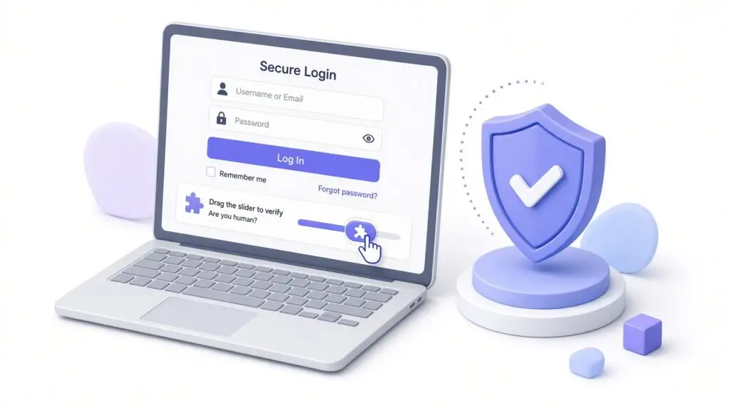 Secure WordPress login with puzzle captcha slider and security shield