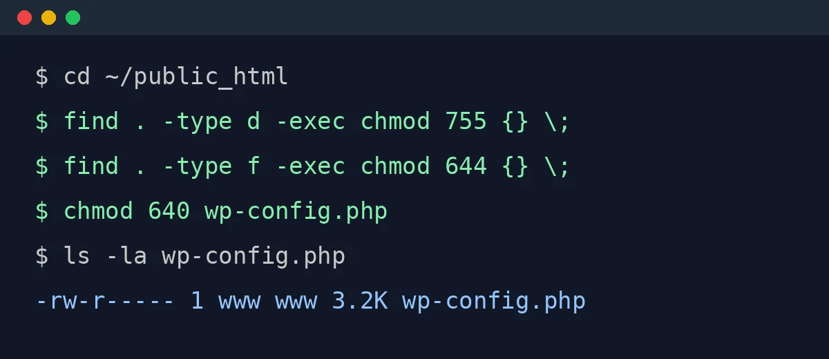 Fixing file permissions over SSH with find and chmod commands