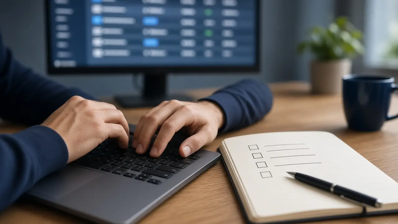 Developer checking PHP wordpress memory limit settings beside a debug log on a laptop