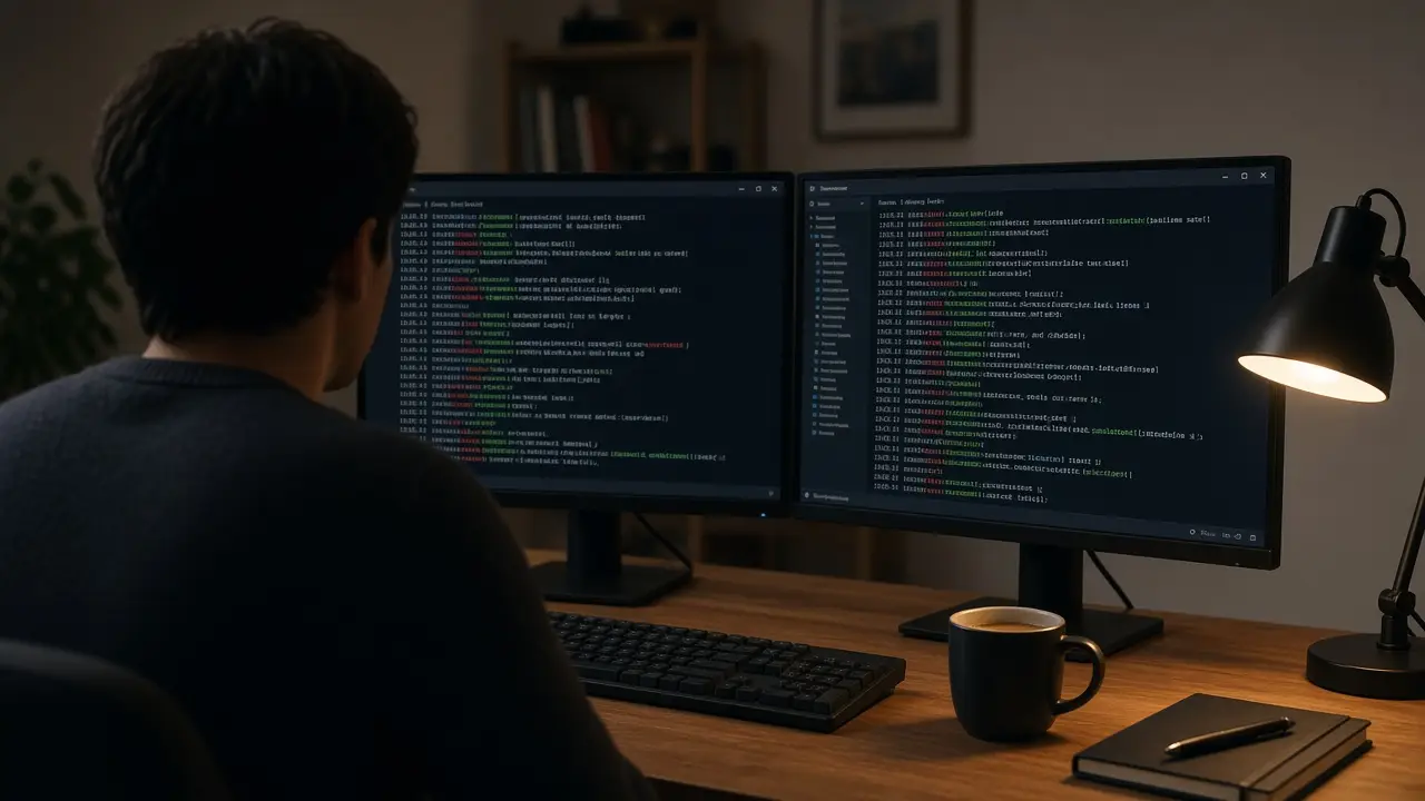 Developer reviewing PHP debug logs while fixing a wordpress white screen of death